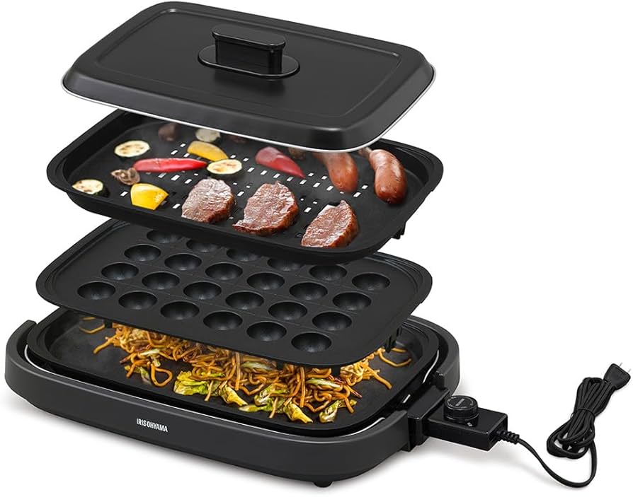 Amazon | アイリスオーヤマ ホットプレート 3枚 たこ焼きプレート 焼肉
