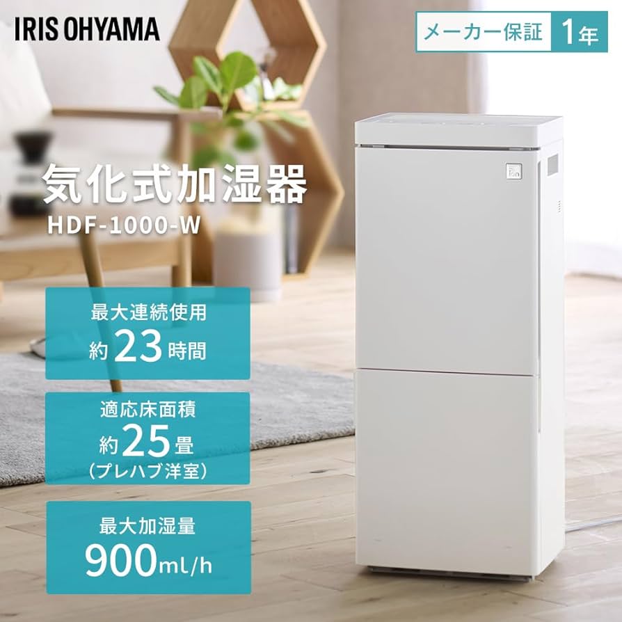 Amazon.co.jp: アイリスオーヤマ 加湿器 大容量 気化式 加湿量 900ml
