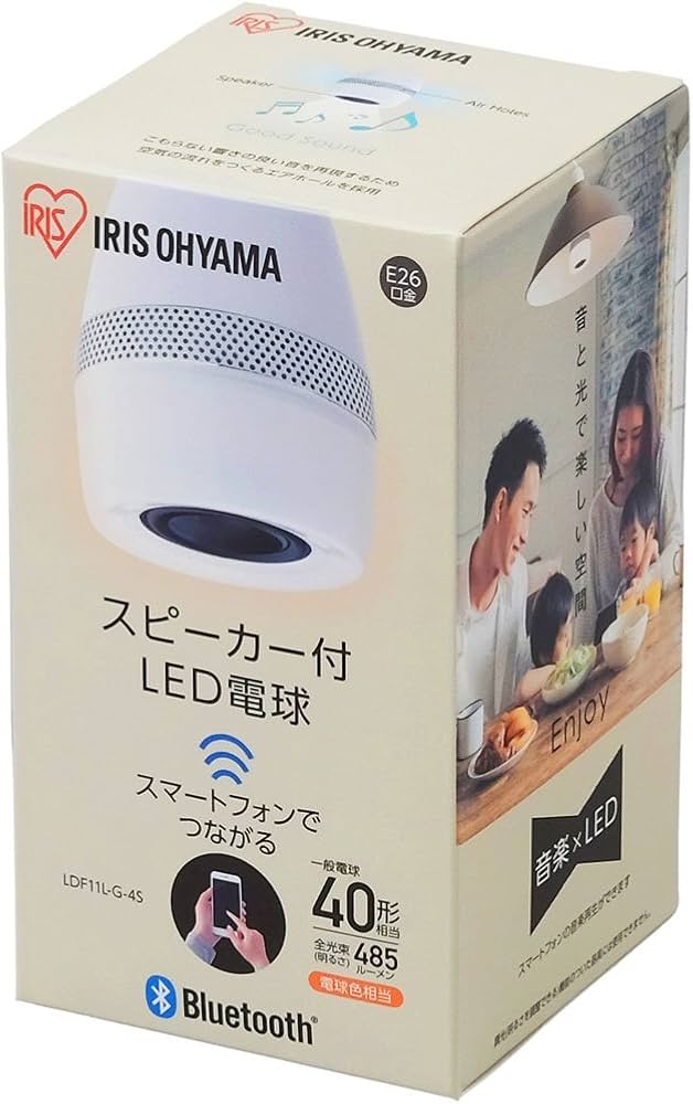 Amazon | アイリスオーヤマ スピーカー付電球 E26 40形相当 電球色
