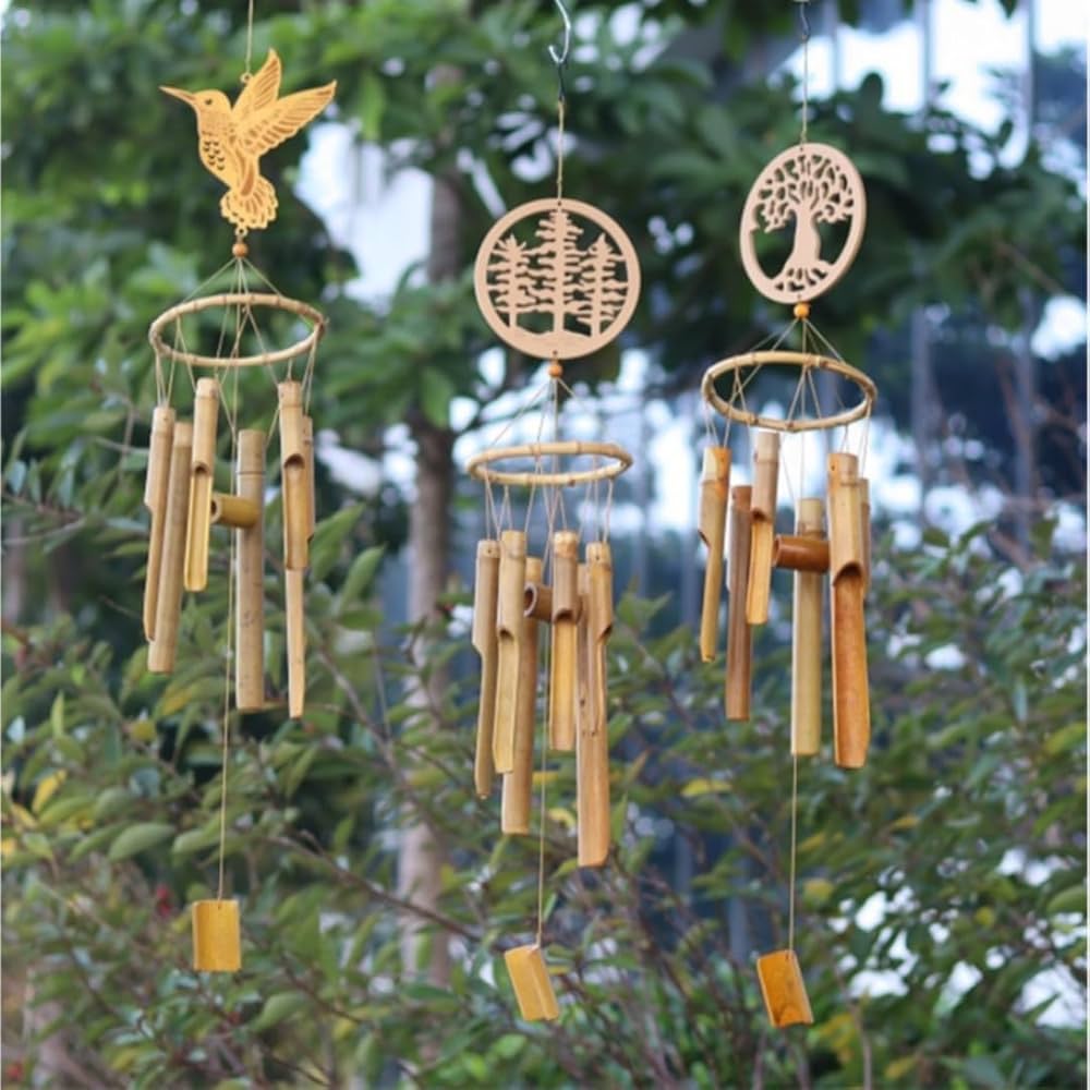 Amazon.co.jp: zjdgweh 竹風鈴 生命の樹 竹製風鈴キット 自然な装飾