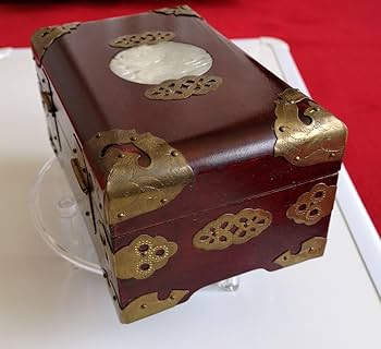 Amazon.co.jp: CHINAビンテージ 宝石箱 白翡翠 彫刻 魚 真鍮 葉 魚