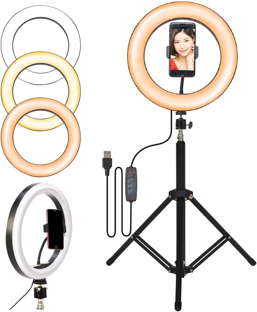 Amazon | リングライト 三脚 30段階調光 [Latuna] 10インチ スマホ USB