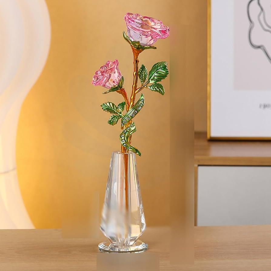 Amazon.co.jp: クリスタルガラス 造花 ガラスフラワー 薔薇 ローズ