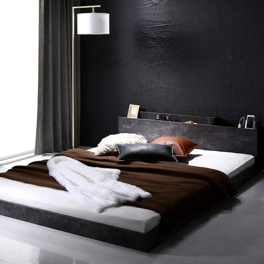 Amazon｜RASIK ベッド ダブル フレームのみ ストーングレー すのこ