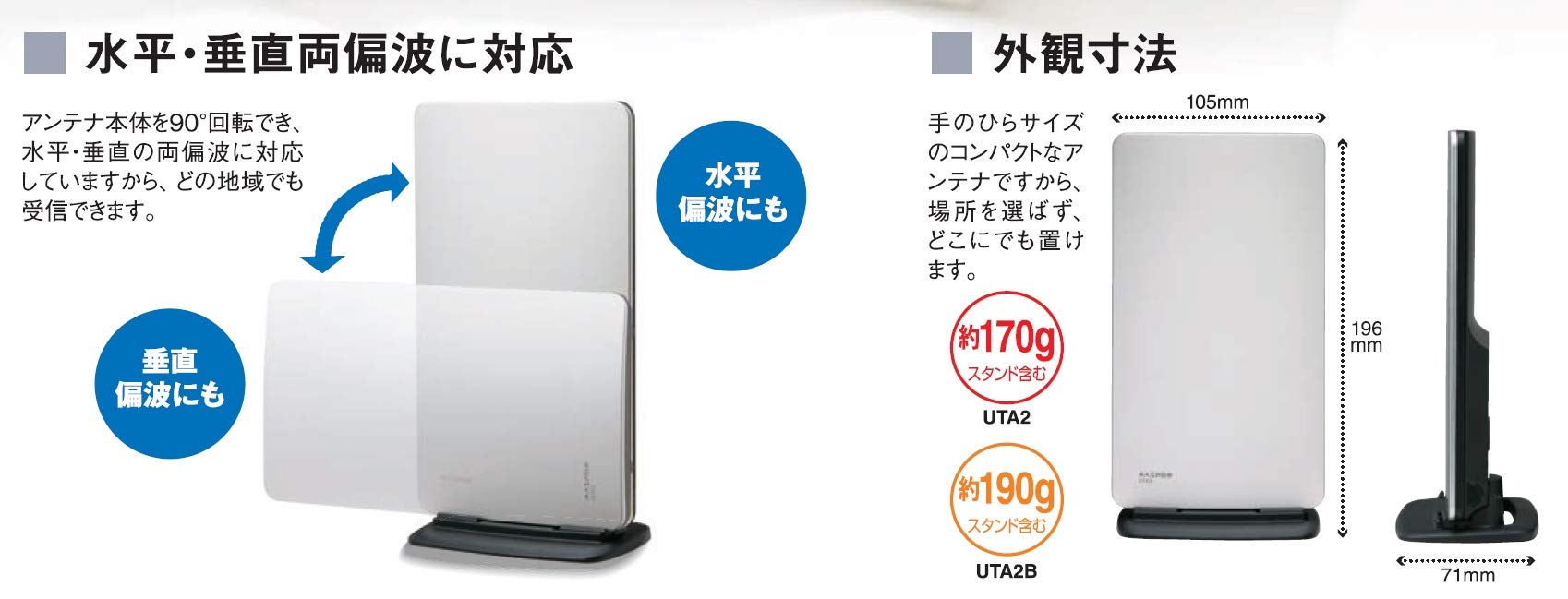 Amazon | マスプロ電工 家庭用UHF卓上アンテナ ブースター内蔵型
