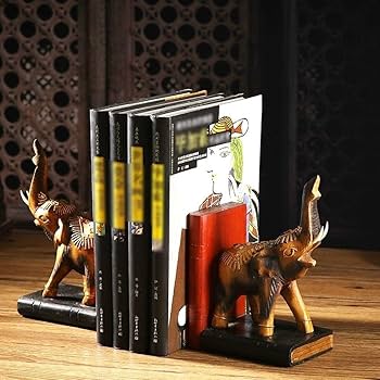 Amazon.co.jp: 棚用ブックエンド 木彫り 象 ブックスタンド ブック