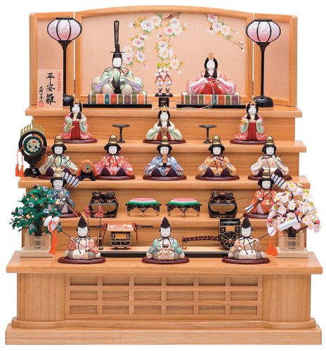 Amazon | 雛人形 ひな人形 木目込み 一秀 コンパクト 五段飾り 十五人
