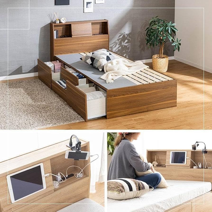Amazon｜ベッド シングルベッド 収納付き ベッドフレーム シングル