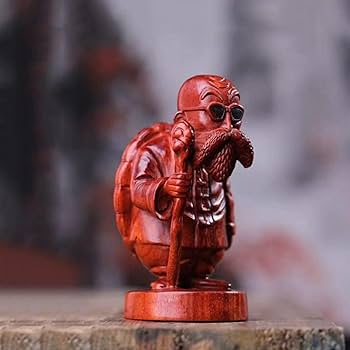 Amazon.co.jp: 木彫り 置物 木製 彫刻 【亀仙人】天然木材 フィギュア