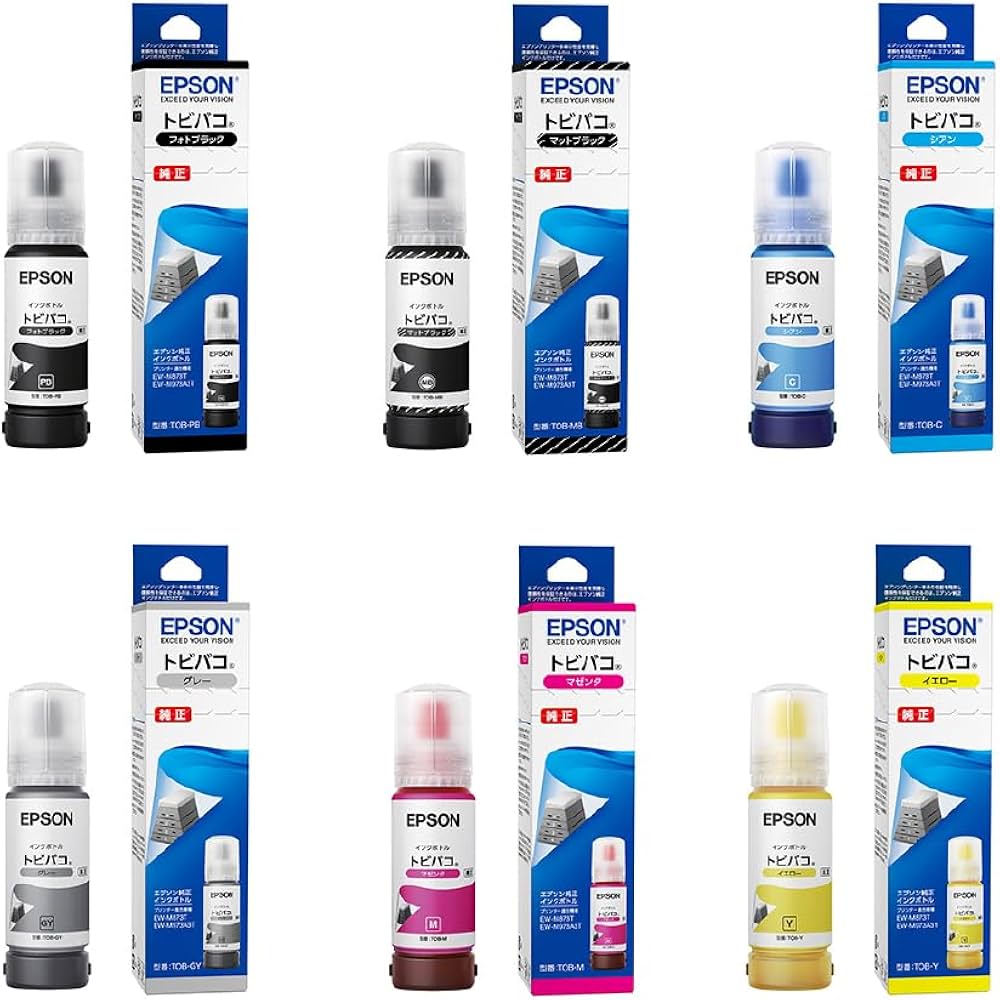 Amazon.co.jp: 純正インクボトル エプソン トビバコ 6色セット(TOB-MB