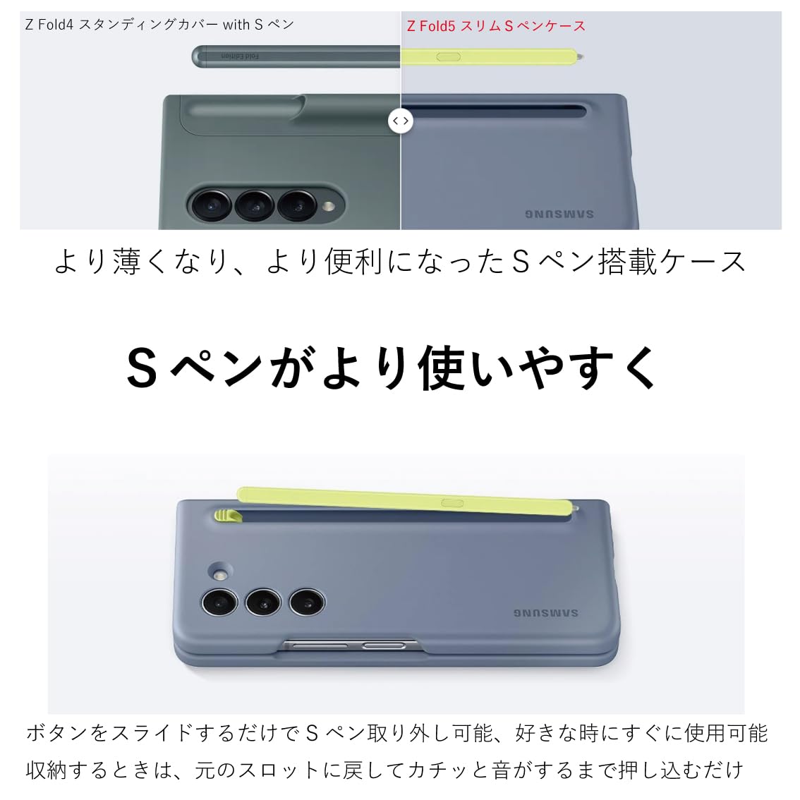 Amazon.co.jp: Galaxy Z Fold5 ケース 純正 Sペン搭載 スリムSペン