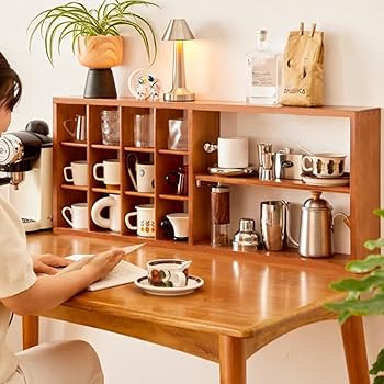 Amazon｜MJKQ9 食器棚 収納ラック 透明窓の設計 木製 キッチン収納棚