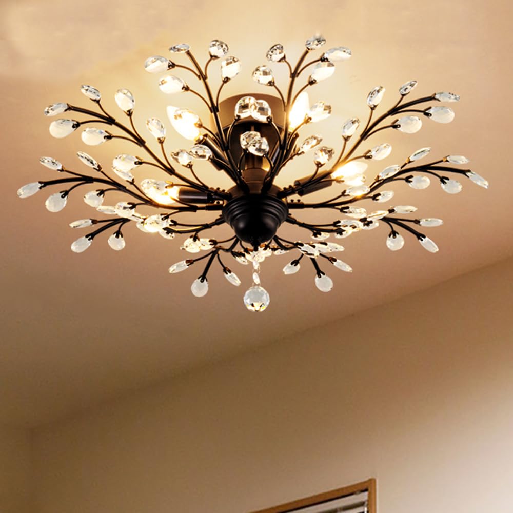 Amazon.co.jp : Chende シーリングライト レトロ クリスタル 5灯 照明