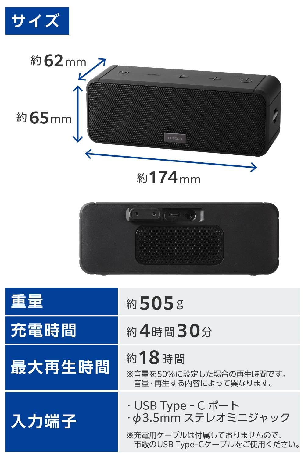 Amazon.co.jp: エレコム ワイヤレススピーカー Bluetooth 防水 IP67
