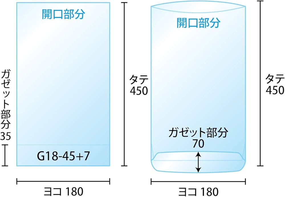 Amazon | ガゼットOPP袋 【底マチ付】 180x450+70 【100枚】 30