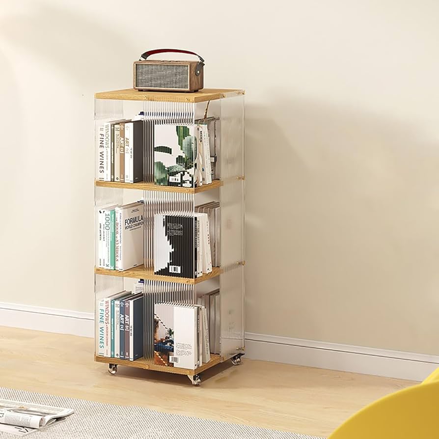 Amazon.co.jp: 回転式本棚 本棚 キャスター付き本棚 コミックラック