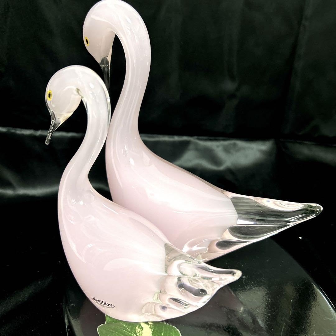 Amazon.co.jp: Multi Gla マルティグラス 白鳥スワン ガラス工芸 置物