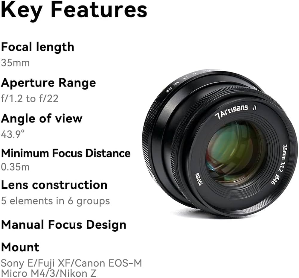 Amazon.co.jp: 7artisans 35mm F1.2 II APS-Cフォーマット、大口径
