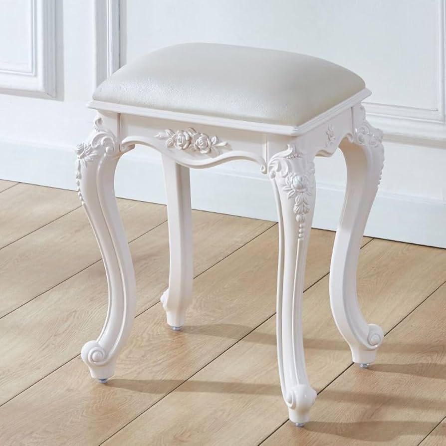 Amazon.co.jp: THLD 猫脚 スツール ヨーロピアンデザイン 白脚 40*30