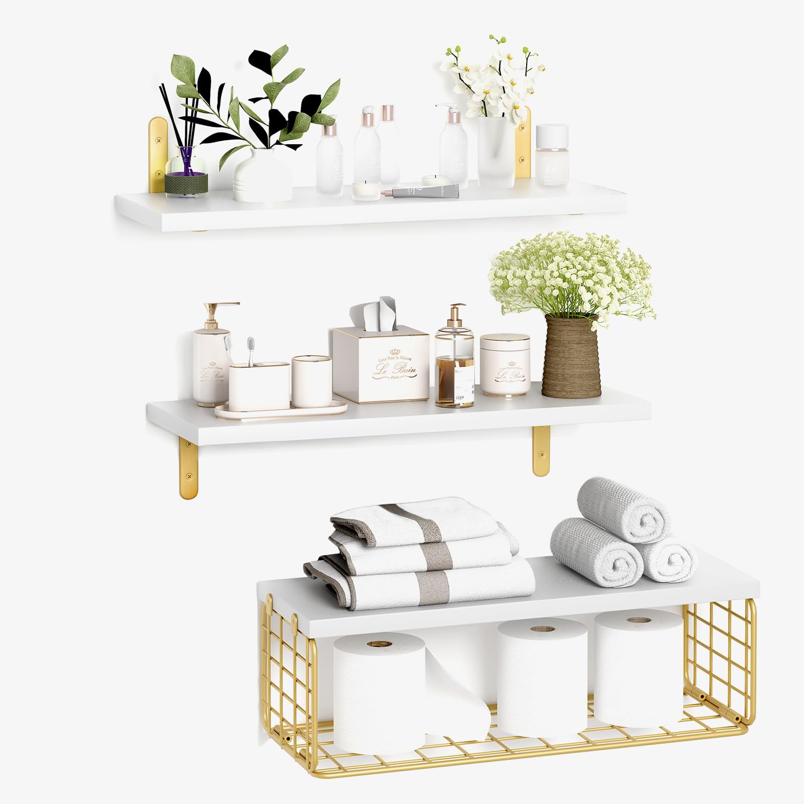 Amazon｜SIUSA ウォールシェルフ 壁掛け棚 3個セット ワイヤー