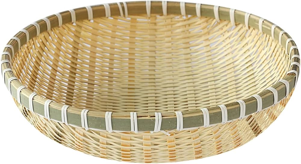 Amazon.co.jp: [EFFORTS]竹かご 編んだ竹編みちりとり 丸型ちりとり 竹