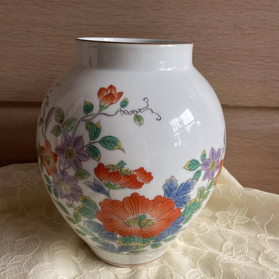 Amazon.co.jp: 有田焼弥左衛門窯 朧型 花瓶 壺 芙蓉鉄仙花 : ホビー