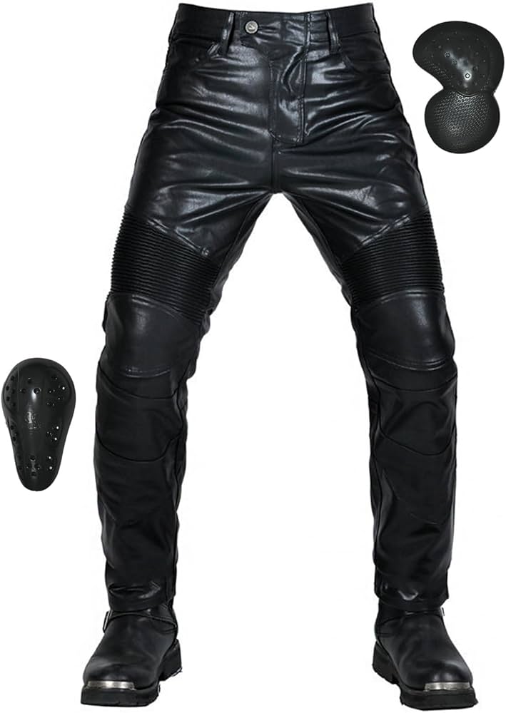 Amazon.co.jp: [RENHE] メンズバイクパンツ レザー 革パンツ バイク用
