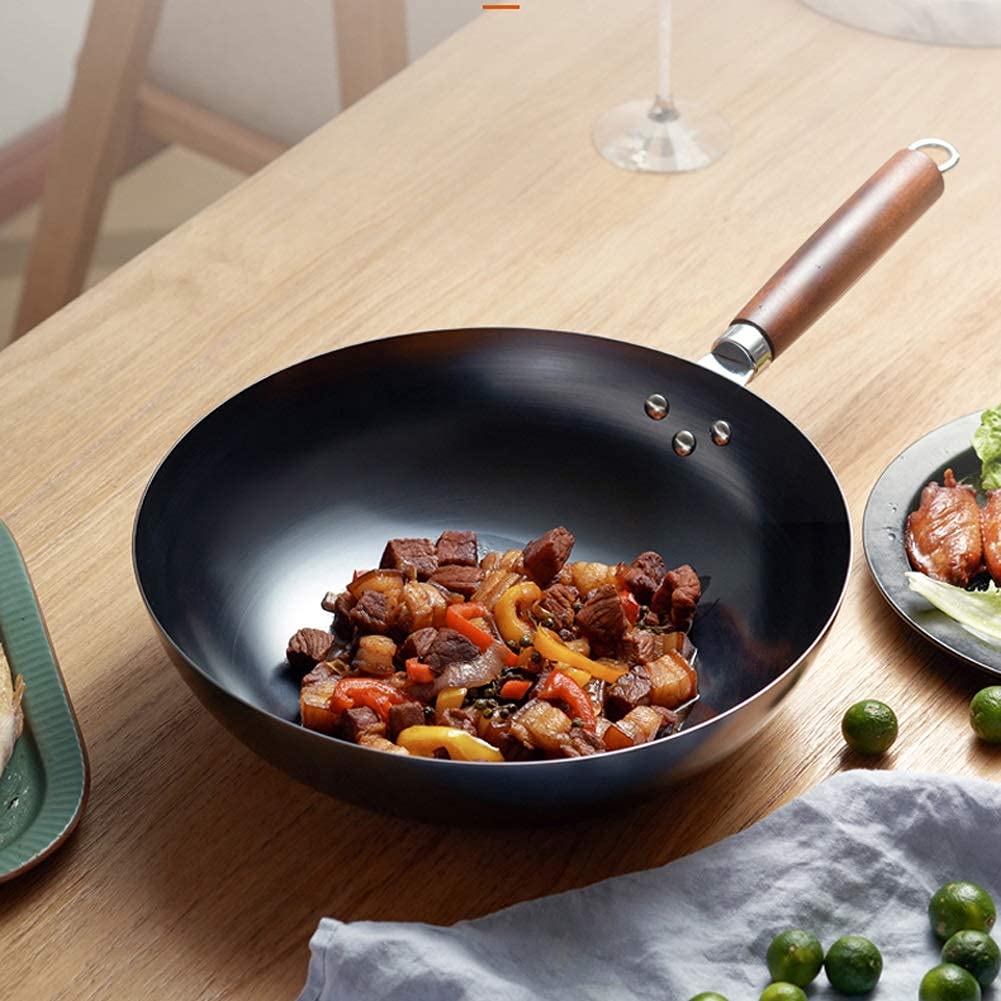 Amazon｜中華鍋ノンスティック中華鍋、大型鉄鍋、家庭用昔ながらの