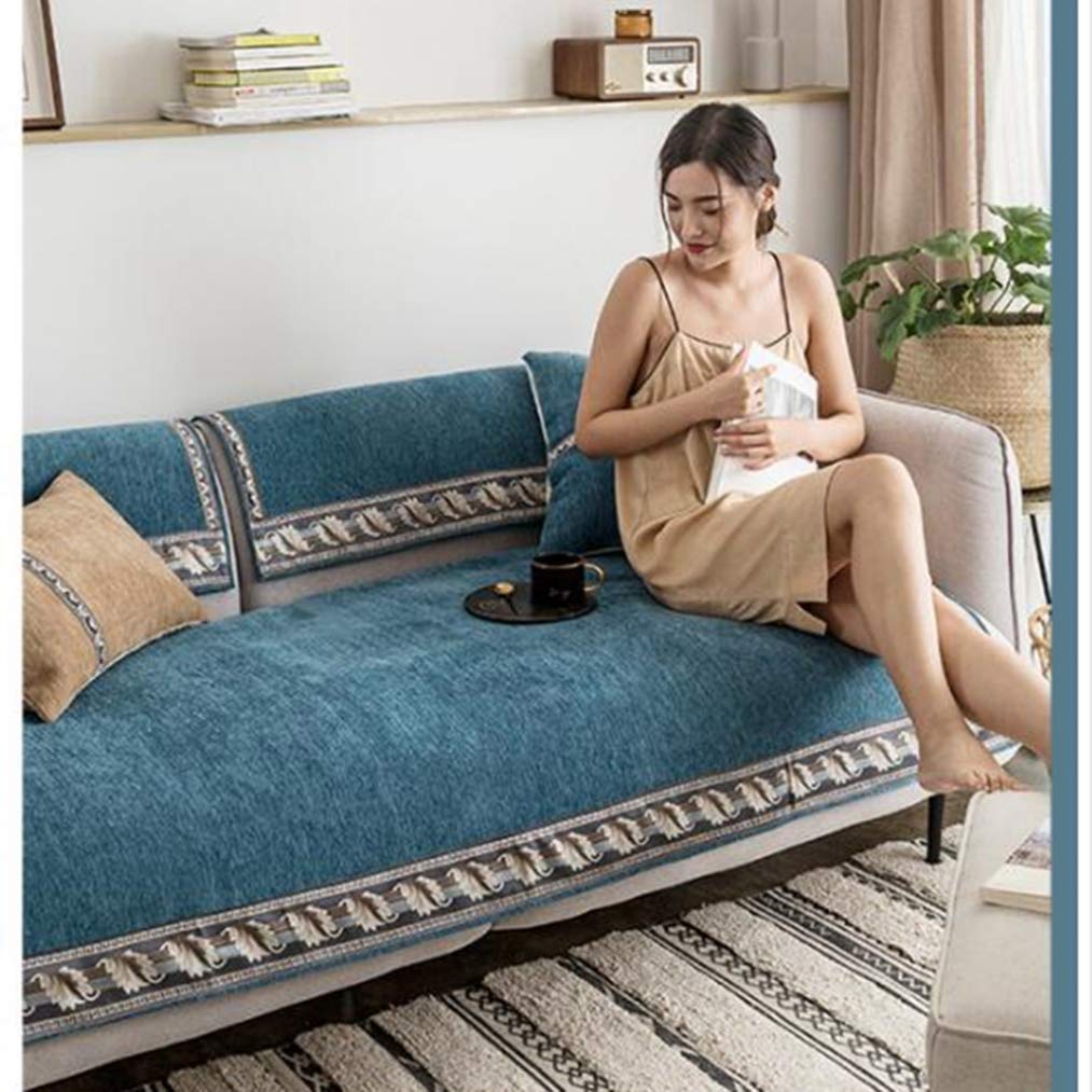 Amazon｜マルチカバー 青色/ニュープレーン シェニール 北欧 ソファー
