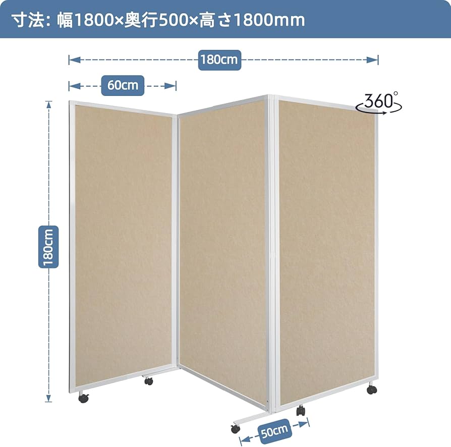 Amazon.co.jp: 折りたたみ 間仕切り パーテーション 衝立 三連 幅1800