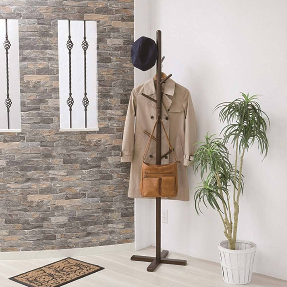 Amazon｜コーナン オリジナル ポールハンガー ダークブラウン 約幅45X