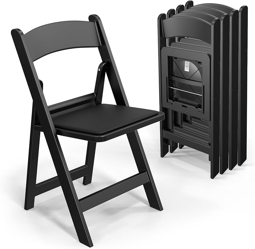Amazon.com: VINGLI Black Resin Plastic Folding Chair with Padding