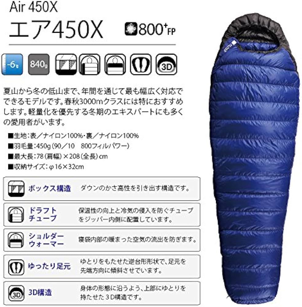 Amazon.co.jp: イスカ(ISUKA) 寝袋 エア450X ロイヤルブルー [最低使用