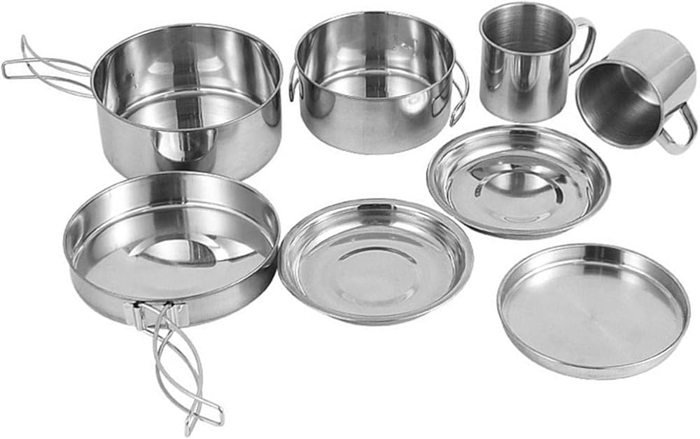 Amazon | キャンプ鍋 クッカー8点セット アウトドア鍋 軽量 アウトドア