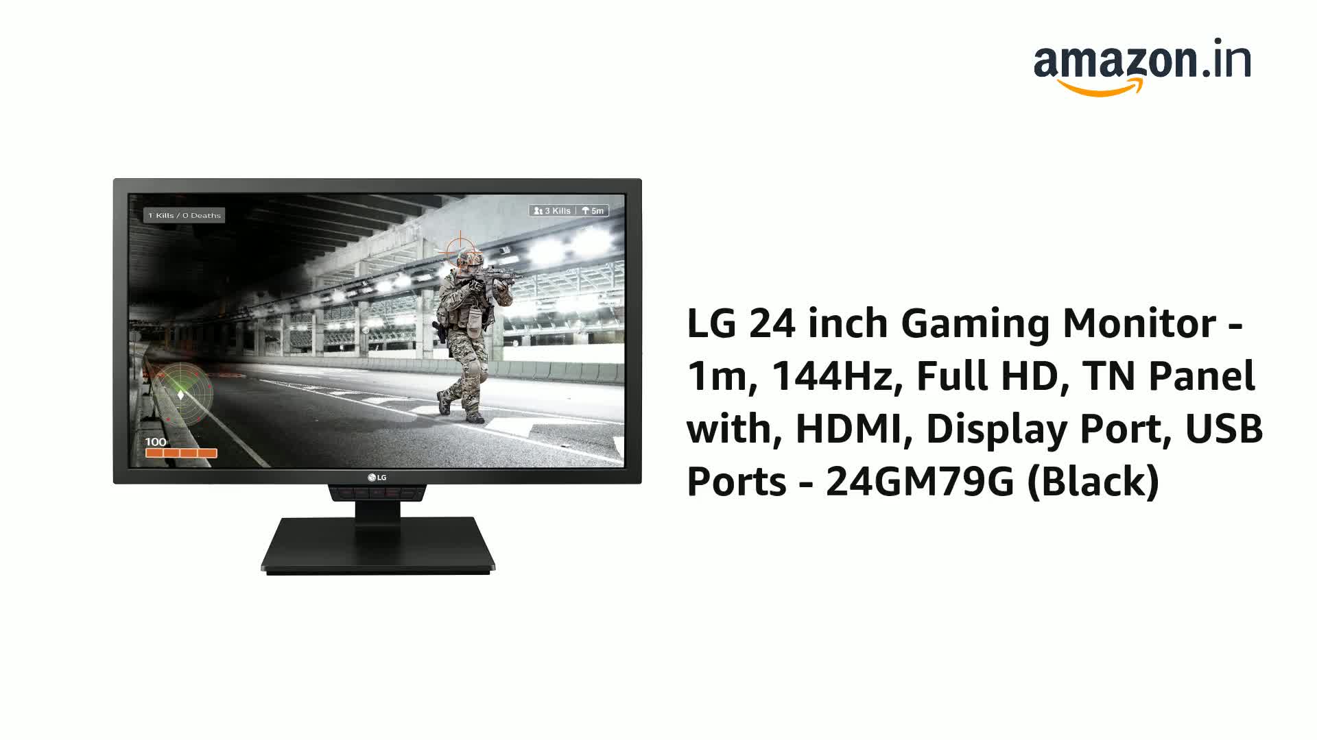 LG 24 inch Gaming Monitor - 1m, 144Hz, Full HD, TN Panel with