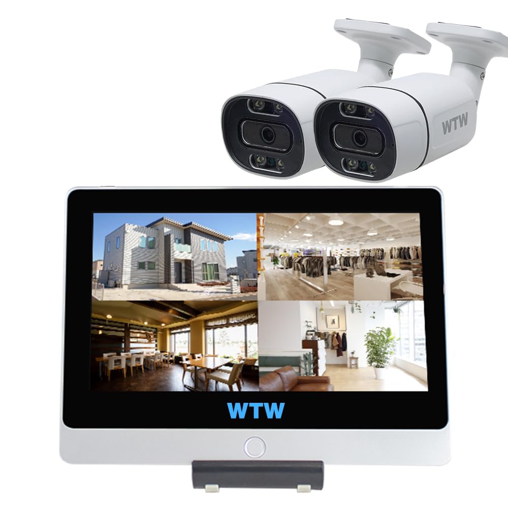 Amazon.co.jp: WTW 塚本無線 防犯カメラ白2台セット モニター一体型8ch