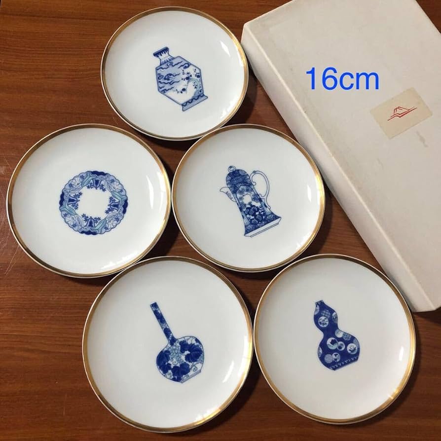 深川製磁 ブルチャイナ サービス皿揃 5枚 新品 未使用】深川製磁