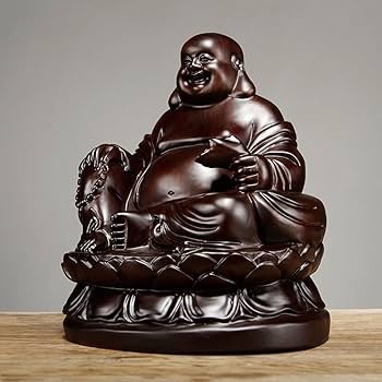 Amazon.co.jp: 布袋さまの置物 木彫り 仏様 布袋 高級天然 黒檀 仏像