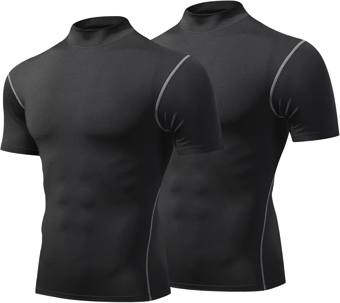 Amazon | [Muxuryee] スポーツインナー シャツ メンズ ハイネック 半袖
