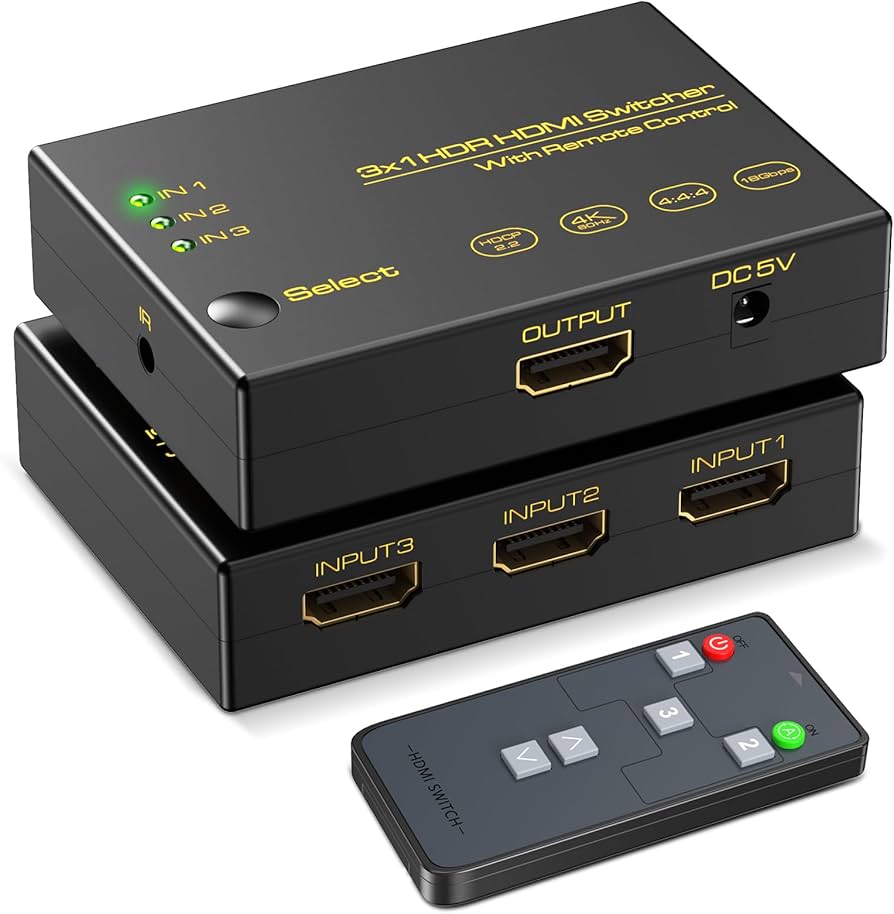 Amazon | HDMI切替器3入力1出力4K60Hz【リモコン改良】 HDCP2.2HDR 3D