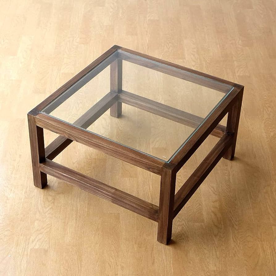 Amazon.co.jp: ローテーブル ガラス おしゃれ 四角 正方形 無垢材
