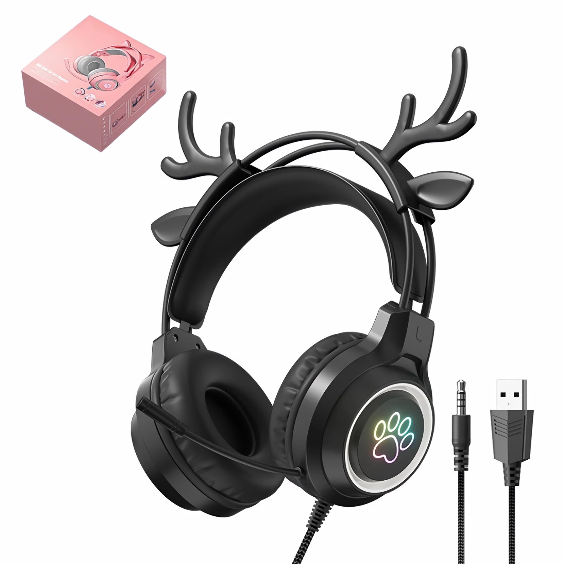 Amazon.co.jp: TeamSky ヘッドセット 精霊の鹿 ヘッドホン 可愛い