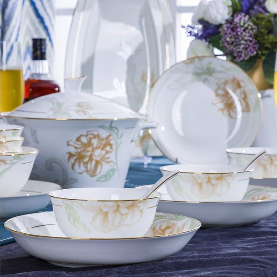 Amazon.co.jp: 中華食器セット 46点のボーンチャイナ食器セット 8
