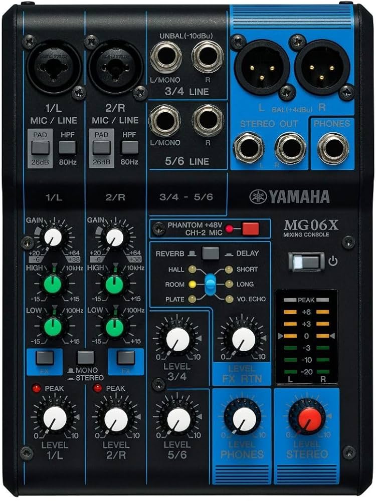 Amazon.com: YAMAHA MG06X 6-Input Compact Stereo Mixer with Effects