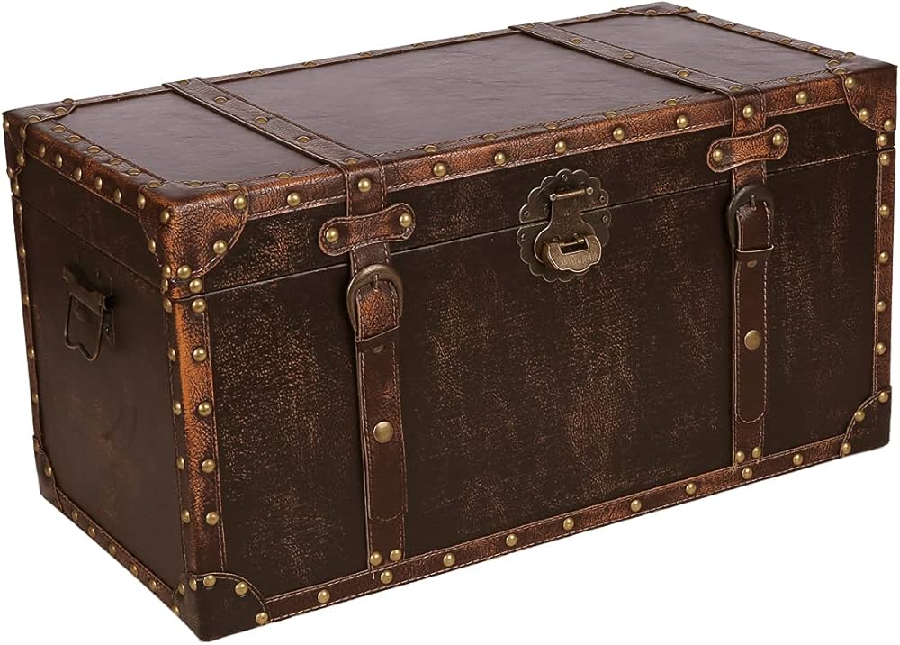 Amazon｜Aoakua 鍵付き 超特大 トランク型 収納ボックス 大型 木箱
