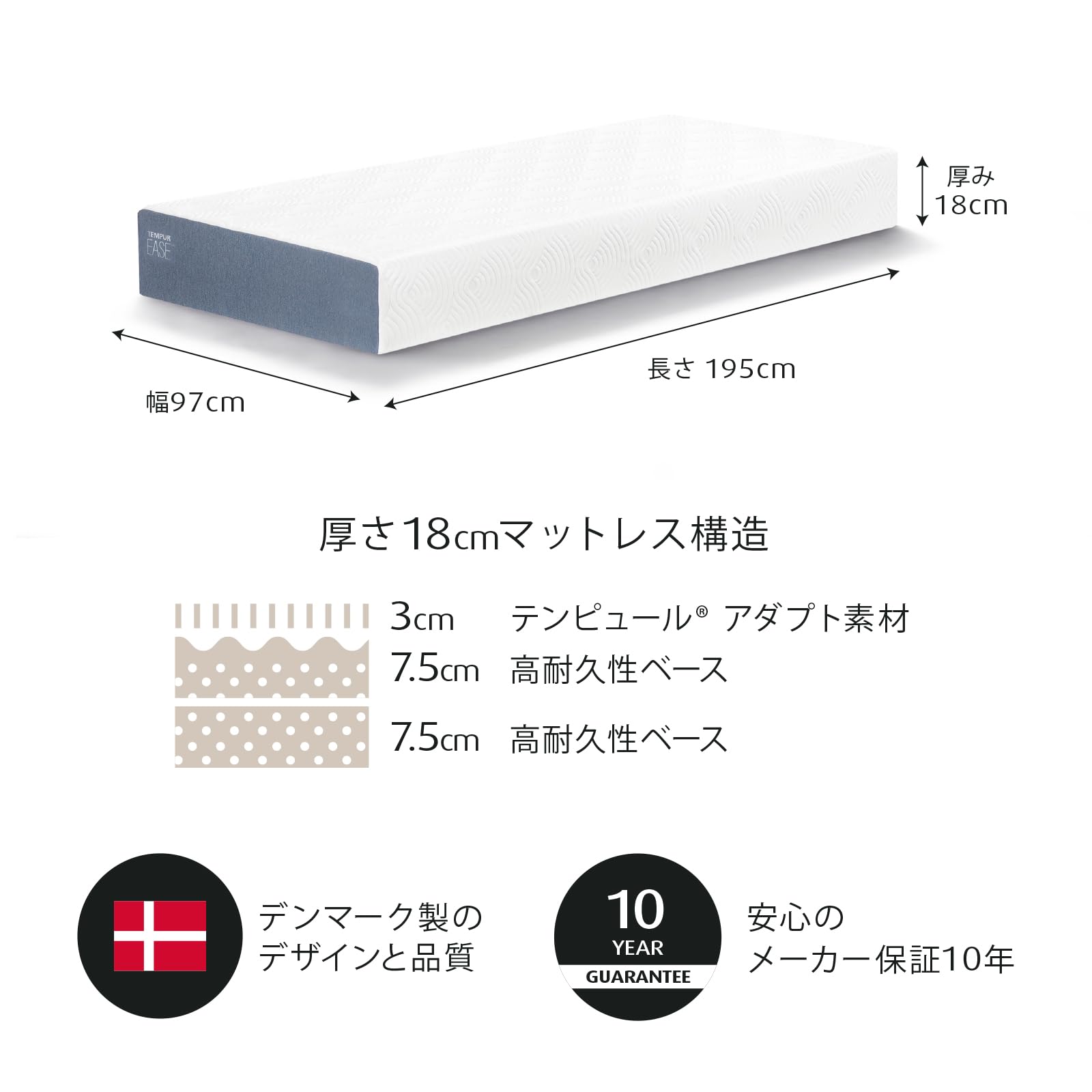 Amazon｜テンピュール(Tempur) マットレス テンピュール イーズ 厚み