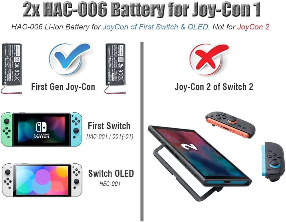 Amazon.co.jp: 2個交換用HAC-006バッテリーパック、Switch Joy-Con