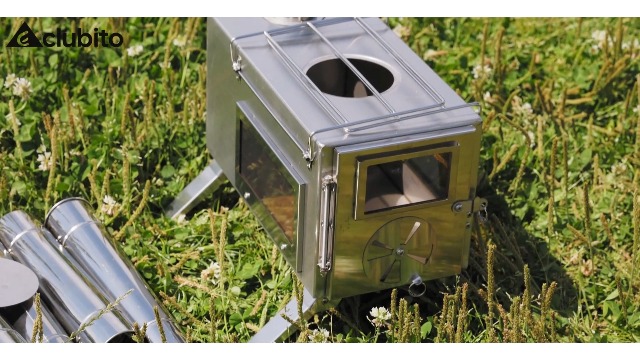 Amazon.co.jp: CLUBITO 薪ストーブ キャンプ コンパクト 軽量6.6kg 3面