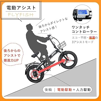 Amazon | FLYFISH 型式認定車両 免許不要 電動 アシスト 自転車