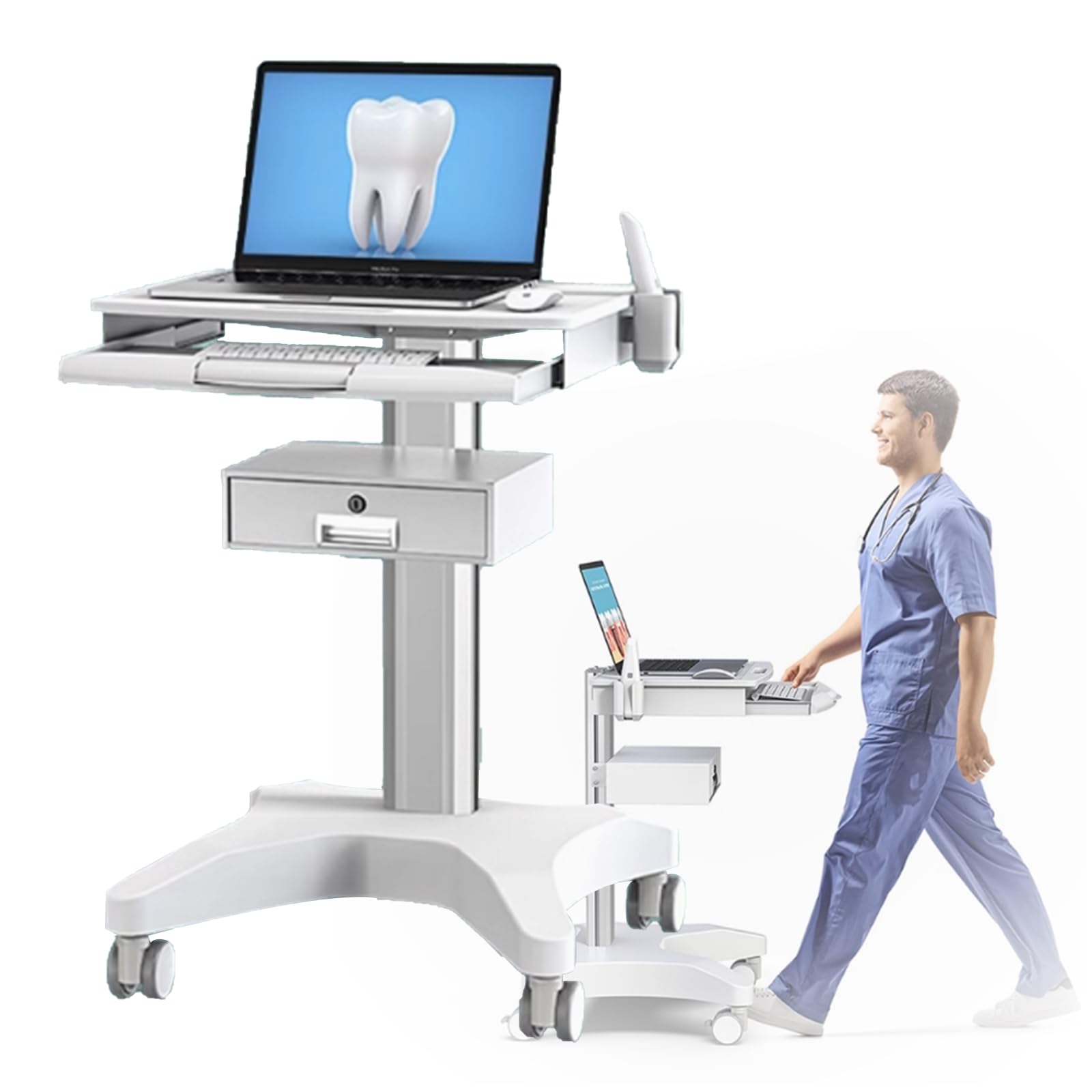 Amazon.co.jp: 美容機器ワゴン 口腔スキャナー用スタンド付き 高さ調節